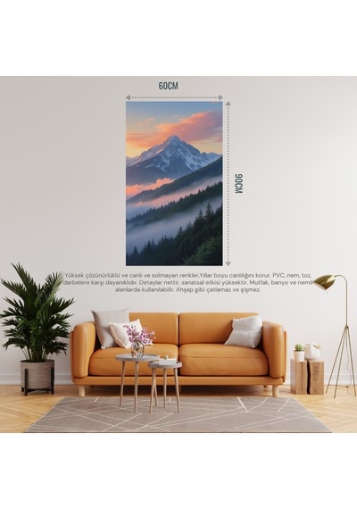 Doğa Ve Manzara Dikey 60x90cm Gün Doğumunda Görkemli Dağ Manzarası 04 Çerçevesiz 60x90cm Pvc Tablo