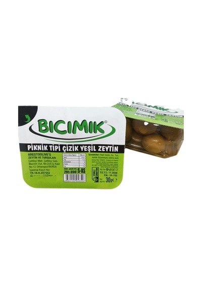 Bıcımık Çizik Yeşil Zeytin İşlem Görmüş Salamura 30 G Piknik X 40 Adet