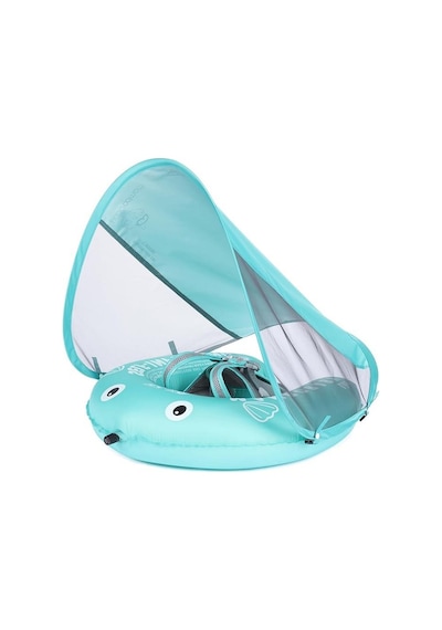 Mambobaby Yüzme Simidi - Blue Fish, Emniyetli, Gölgelikli Ve Ayak Destekli