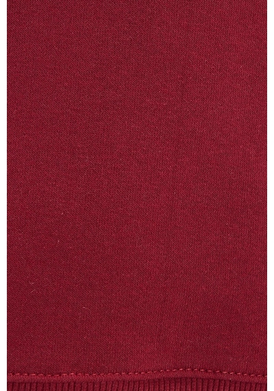 Tudors Kadın Oversize Geniş Kesim Pamuklu Bisiklet Yaka Bordo Sweatshirt-39928 Bordo