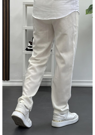 Edwoxmen Erkek Rahat Kesim Keten Pantolon Krem Edw138-krem Krem