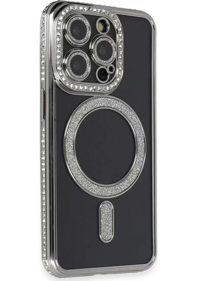 Newface Apple İphone 14 Pro Max Kılıf Joke Simli Magneticsafe Kılıf - Gri
