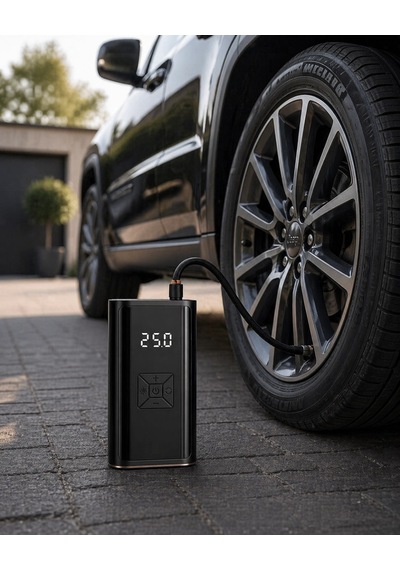 Dijital Lastik Pompası Kablosuz Hava Basma Cihazı Powerbank Destekli