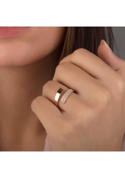 Rose Altın Eklem Yüzük Taşlı 14K Gold 377236708