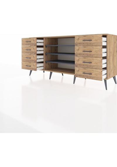 Hyperion Konsol 3 Raflı 8 Çekmeceli 176x44x83 Çam-antrasit/çam Antrasit/çam Hyperion Konsol 3 Raflı 8 Çekmeceli 176x44x83 Çam-antrasit/çam Antrasit/çam