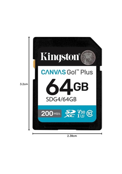 64gb Canvas Go Plus Sd Card Up To 200mb/s Class 10, Uhs-ı, U3, V30 Sdg4/64gb