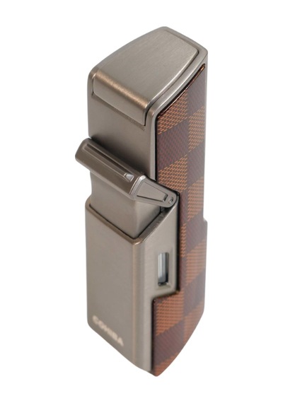 Cohiba Tek Torch Pürmüz Delici İğneli Desenli Gunmetal Metal Puro Çakmak - Tr9596