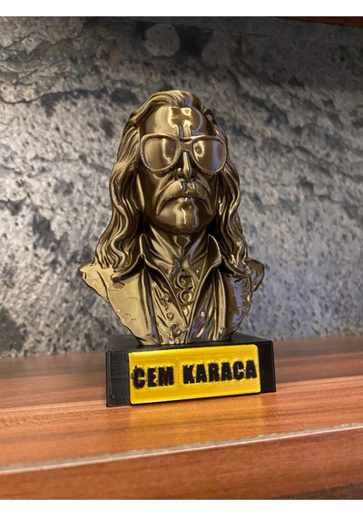 Cem Karaca Büst Figür 13 Cm Altın Sarısı Koleksiyonluk Heykelcik & Dekoratif Masaüstü Süsü