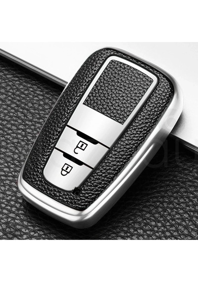 Toyota C-hr Corolla Rav4 Camry Land Cruiser Prius Prado Deri Görünüm Tpu Anahtar Kılıfı Gümüş