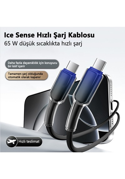 1 Metre Type C İle Apple Uyumlu iPhone 16 Ve Üstü Buz Cep Telefonu Şarj Kablosu Kristal Dokuma 65w Hızlı c 1m Uyumludur