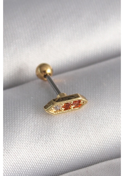 316l Çelik Gold Renk Turuncu Zirkon Taşlı Tragus Piercing Gümüş 77845320