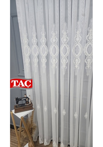 Nakışlı Kort Damask Salon Model Tarz Tasarım Ultra Exculusive 3 Kat Pileli Tül Perde Kortultrabyz