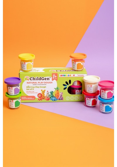 Doğal Oyun Hamuru - Mini-cup- 8'li Set 8x65gr Çok  Renkli
