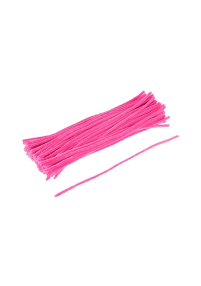 100 Adet Sarı, Pembe, Beyaz, Koyu Yeşil Renkli Şönil , Çiçek Yapım Seti, Tüylü Tel, 30 Cm, Peluş Tel