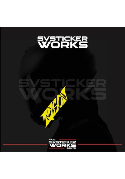 Tyson Yazılı Kask Sticker Tüm Kasklar Uyumlu Tek Yön 1 Adet Sarı