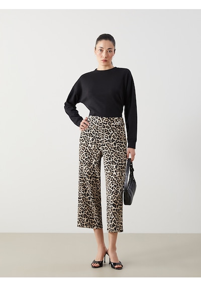 Lcwaıkıkı Classic Kahverengi Standart Fit Leopar Desenli Kadın Pantolon
