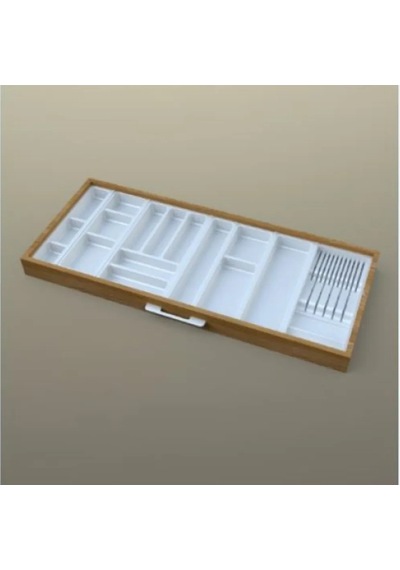 Mutfak, Modüler Bıçaklıklı Kaşıklık Seti, Beyaz, 114 x 48 cm (Enden-Boydan 3,5 cm Kesilebilir)