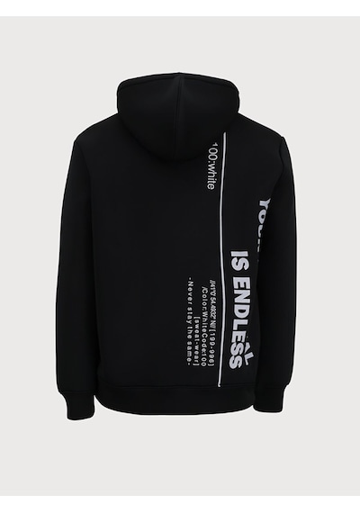 Ltb Sırtı Slogan Baskılı Kapüşonlu Erkek Sweatshirt - Siyah 011258650360069 200 Siyah