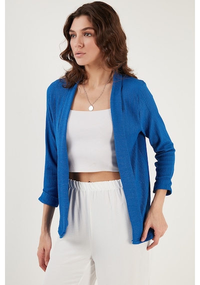 Lela Yakası Ve Kolu Katlı Gofre Kimono Bayan Hırka 5869014 Saks