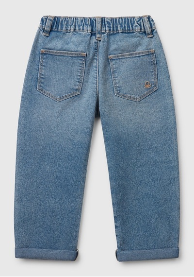 United Colors Of Benetton Benetton Açık Mavi Erkek Bebek Bağcıklı Denim Pantolon