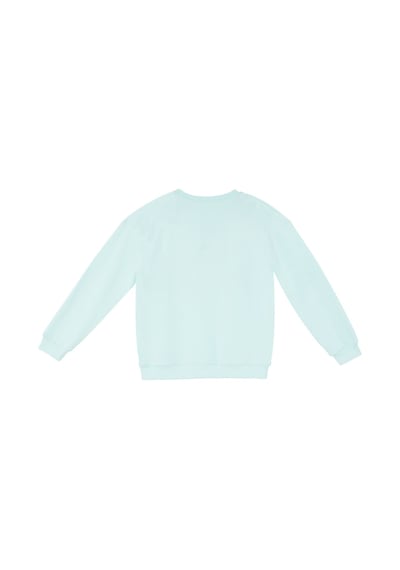 Denokids Kız Çocuk Çiçek Desenli Triko Mint Uzun Kollu Sweatshirt 4-10 Yaş