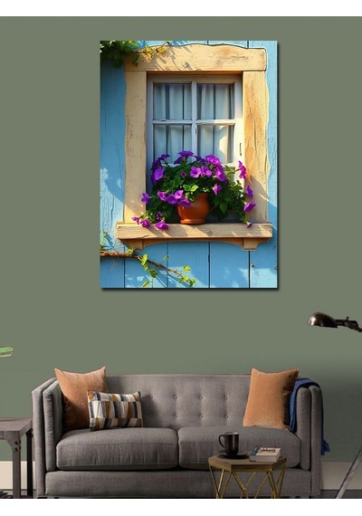 Kanvas Tablo Pencere Kenarı Güzelliği 50cmx70cm