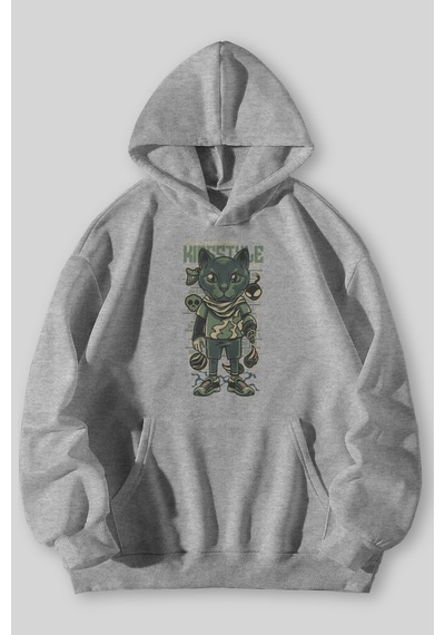 Harmandar Kid Style Cat Baskılı Unisex Siyah Gri Kanguru Cepli Kapüşonlu Sweatshirt Hoodie Gri Harmandar Kid Style Cat Baskılı Unisex Siyah Gri Kanguru Cepli Kapüşonlu Sweatshirt Hoodie Gri