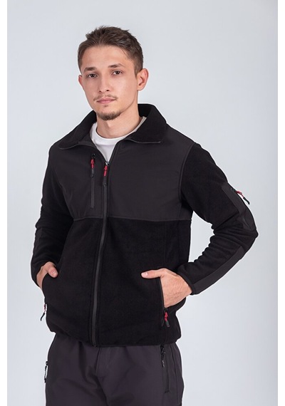 Vatan Tekstil Softshell Erkek Garnili Polar Siyah
