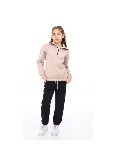 Toontoy Kids Toontoy Kız Çocuk 2'li Takım Baskılı Balıkçı Yaka Fermuarlı Sweatshirt & Beli Paçası Lastikli Cepli Jogger Eşofman Altı - Renk Bloklu 3 İplik Şardonlu Bej Toontoy Kids Toontoy Kız Çocuk 2'li Takım Baskılı Balıkçı Yaka Fermuarlı Sweatshirt & Beli Paçası Lastikli Cepli Jogger Eşofman Altı - Renk Bloklu 3 İplik Şardonlu Bej