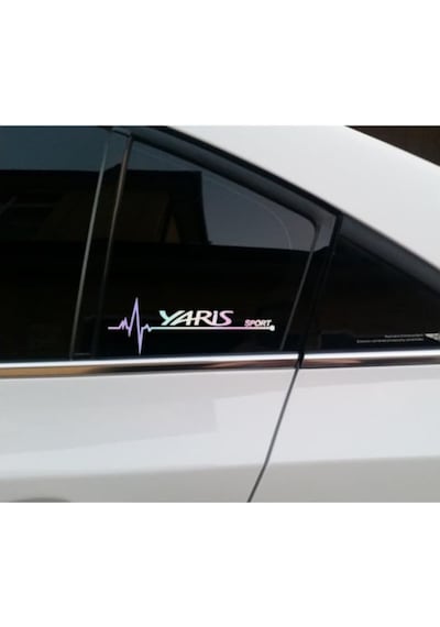 Toyota Yaris Yan Cam Sticker Oto Kapı 20 Cm X 7 Cm Renkli