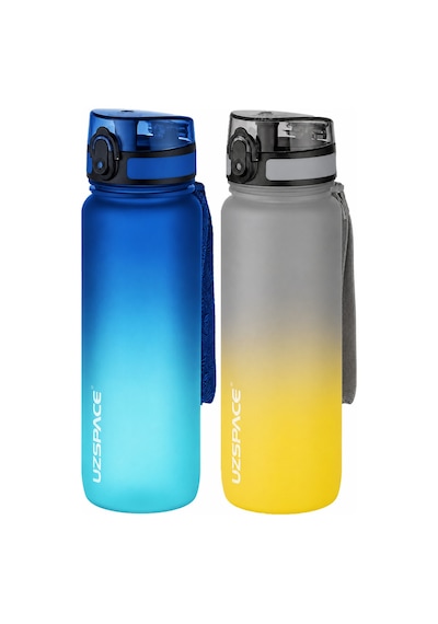 Uzspace 2'li Tritan Matara Seti 800 Ml Çift Renk Softtouch Ff Collection Tritan Su Matarası Maviturkuaz-grisarı