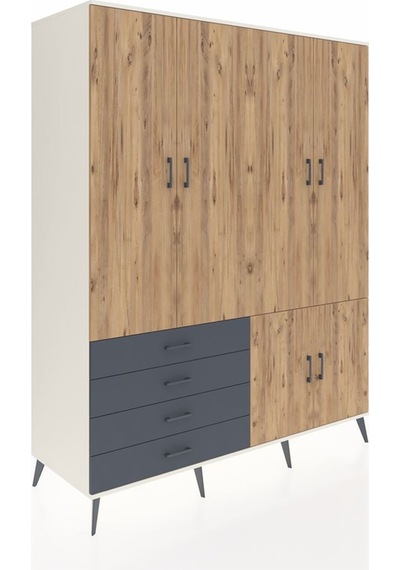 Kronos Gardrop 7 Raflı 4 Çekmeceli Tek Askılı 176x59x221 Aytaşı-çam/antrasit Çam/antrasit Kronos Gardrop 7 Raflı 4 Çekmeceli Tek Askılı 176x59x221 Aytaşı-çam/antrasit Çam/antrasit