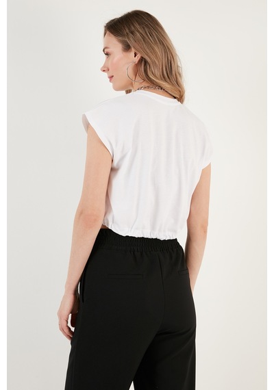 Lela Bisiklet Yaka % 100 Pamuk Crop Bayan T Shirt 5865587 Beyaz