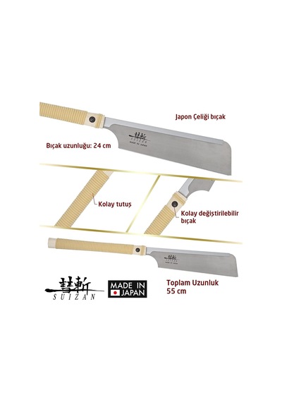 Suizan Dozuki Dovetail Çokyönlü Kesim Japon Testeresi 24 cm