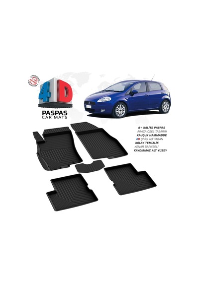 Fiat Grande Punto 4d Araca Özel Havuzlu Kauçuk Paspas 2006-2018