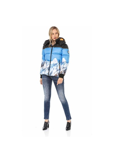 Cipo & Baxx Wm119 Baskılı Şişme Mont Blue Mavi