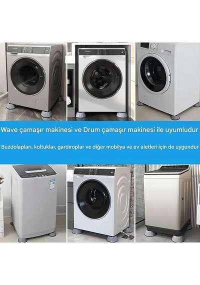 Çamaşır Makinesi, Bulaşık Makinesi Ve Buzdolabı Titreşim Engelleyici Ayak Pedi 4'lü Set Gürültü Azaltıc Genel