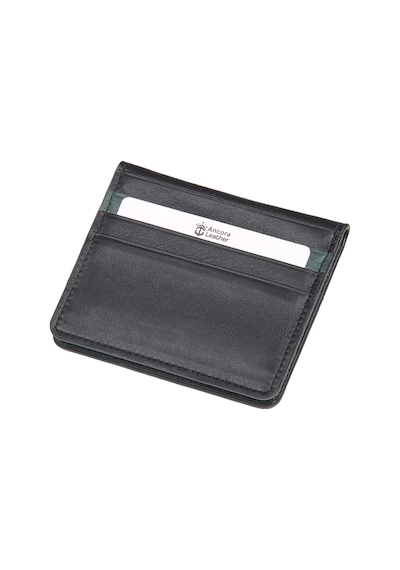 Ancora Leather Hakiki Deri Para Bölmeli Çıtçıtlı Portföy-unisex-26210 Siyah - Yeşil