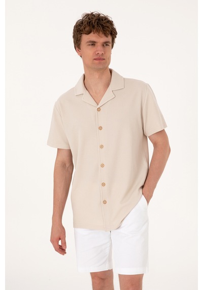 U.S. Polo Assn. Erkek Taş Apaş Yaka Kısa Kollu Örme Gömlek 50306977-VR049