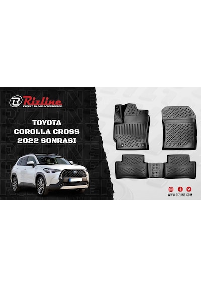 RİZLİNE Toyota Corolla Uyumlu CROSS 2022 SONRASI HAVUZLU PASPAS+KOKU HED