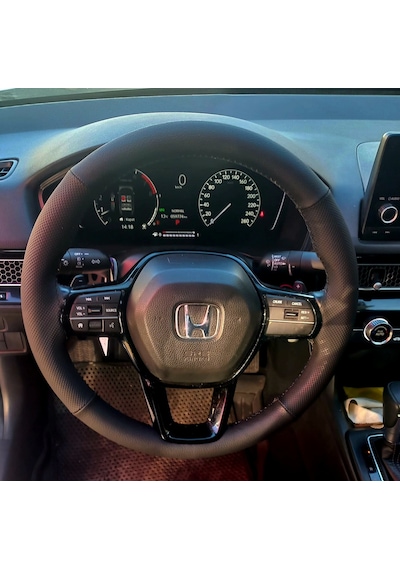 Dikişli Direksiyon Kılıfı Siyah / Noktalı Deri Siyah Dikişli Honda Civic Accord Renkli