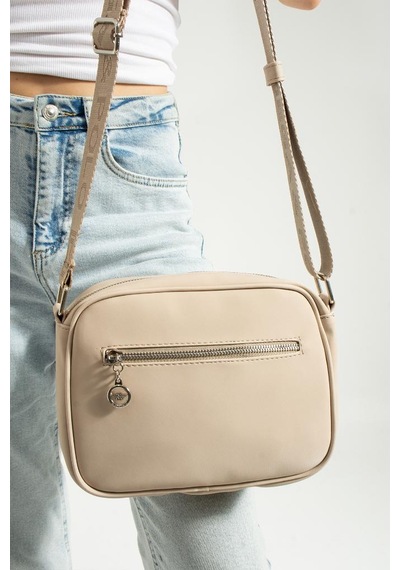 Baginn Kadın Postacı Çanta 23 18 Cm Çapraz Askılı Omuz Çantası Mega Bag Günlük Kullanıma Uygun Vizon