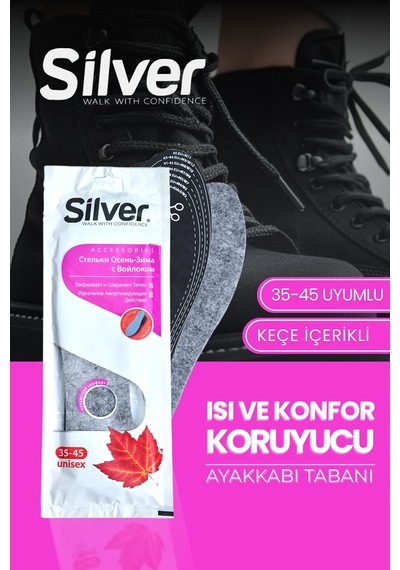 Silver Isı Koruyucu Keçe Ayakkabı Tabanlığı - Sıcak Tutan Kışlık Taban 35-45