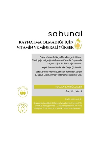 Sabunal Zeytinyağı Sabunu - Soğuk Pres Doğal Sızma Zeytinyağı Hamam Sabunu 100 G