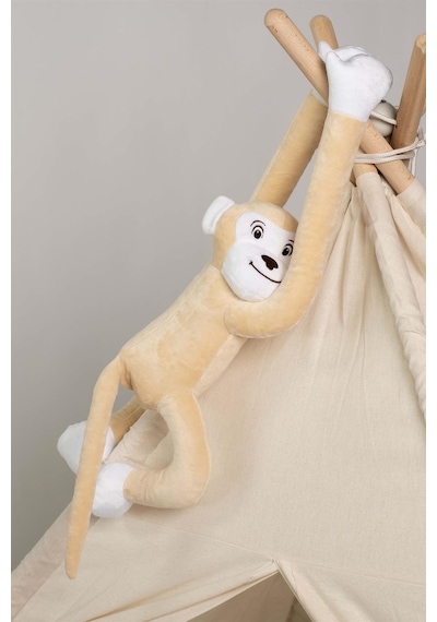 Boumini Toys Boyuna Sarılan Pelüş Maymun Bej Elleri Çıtçıtlı 55 CM - Bej