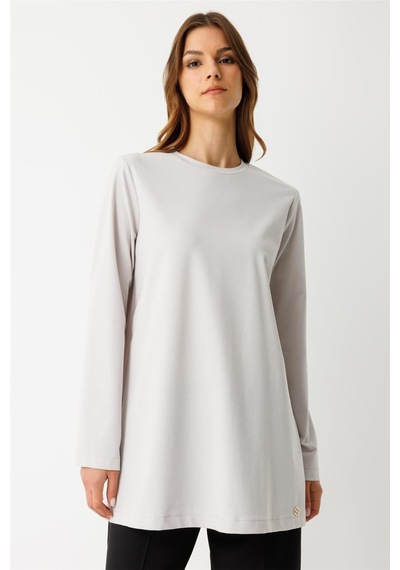 Esswaap Tencel Kumaş Uzun Kollu Tshirt Taş Taş