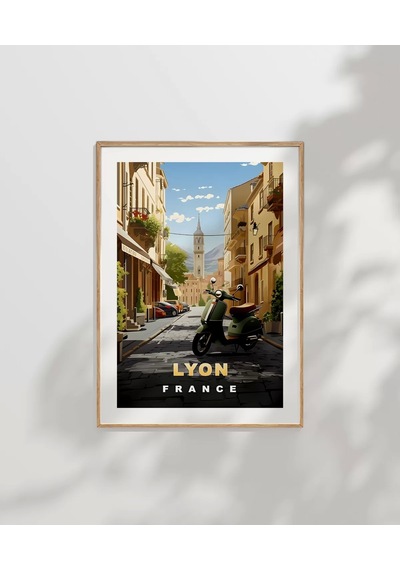 Çerçevesiz Poster Lyon'un Şirin Sokakları Ve Vespa
