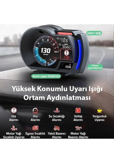 Ally A520 Obd2 + Gps Head Up Display Hud Dijital Hız Göstergesi Rpm & Sıcaklık & Basınç Takip Hız Alarmı- 5775