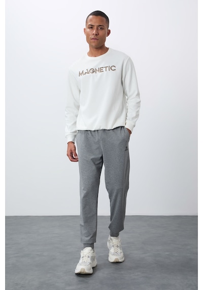 Tommy Life Gri Melanj Klasik Cepli Standart Kalıp Manşetli Erkek Eşofman Alt - 84652 GB MELANJ
