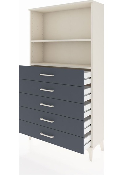 Arges Dolap 2 Raflı 5 Çekmeceli 88x30x163 Aytaşı-antrasit Aytaşı